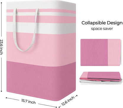Laundry Basket Hamper, 75L Collapsible Clothes Storage, Pink
