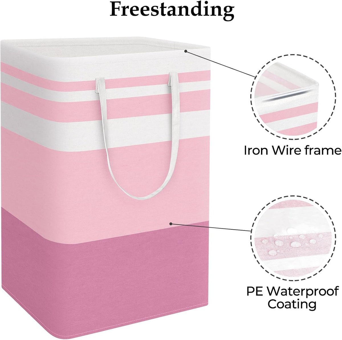 Laundry Basket Hamper, 75L Collapsible Clothes Storage, Pink