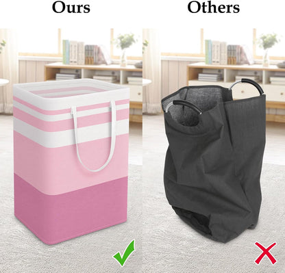 Laundry Basket Hamper, 75L Collapsible Clothes Storage, Pink