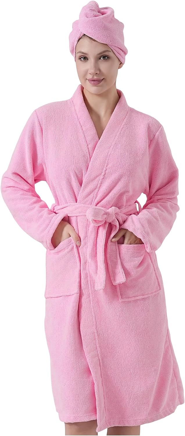 Kimono Womens Lightweight Bathrobe Terry Cloth Robes Knee Length