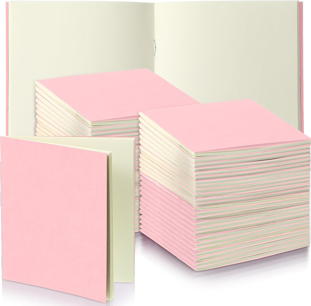 50 Pack Mini Notebooks Bulk 4 x 4 Inch,Pink,Blank Page