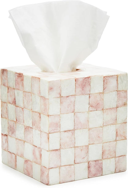 Boutique Tissue-Box Cover, Pink-and-White Rosy Check