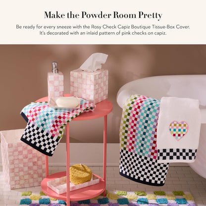 Boutique Tissue-Box Cover, Pink-and-White Rosy Check