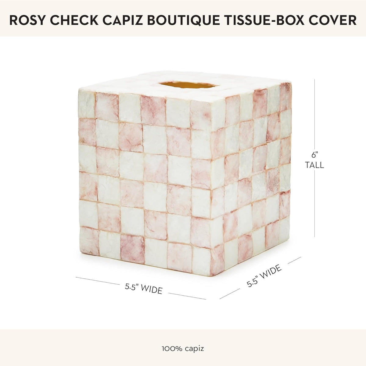Boutique Tissue-Box Cover, Pink-and-White Rosy Check