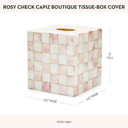 Boutique Tissue-Box Cover, Pink-and-White Rosy Check