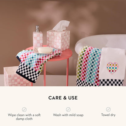 Boutique Tissue-Box Cover, Pink-and-White Rosy Check
