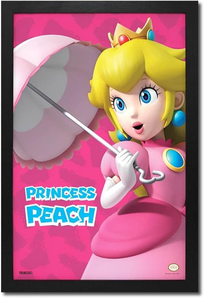 Super Mario Poster - Umbrella Princess Peach - 11x17 Framed