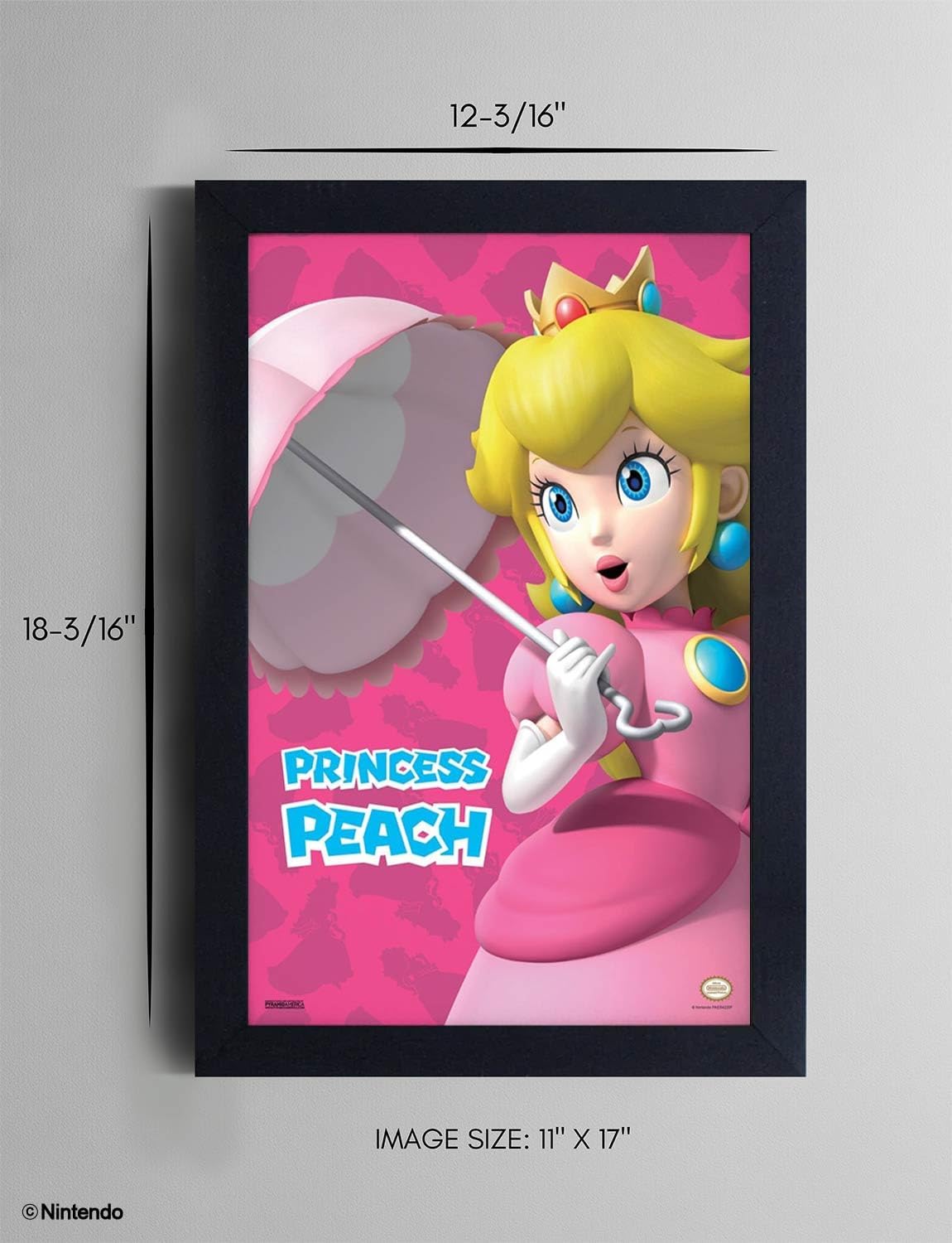 Super Mario Poster - Umbrella Princess Peach - 11x17 Framed