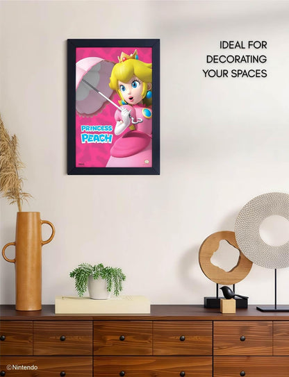 Super Mario Poster - Umbrella Princess Peach - 11x17 Framed