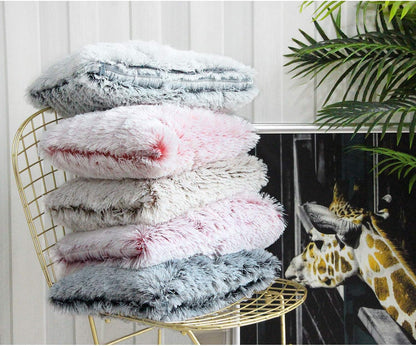 Uhomy Fluffy Accent Pillows Cover 20"x12", Soft Pink Ombre Faux Fur Throw Pillow Case, Modern Luxury Decorative Square Cushion Cover for Farmhouse Home Decor for Sofa/Bed/Chair, 50x30cm Single