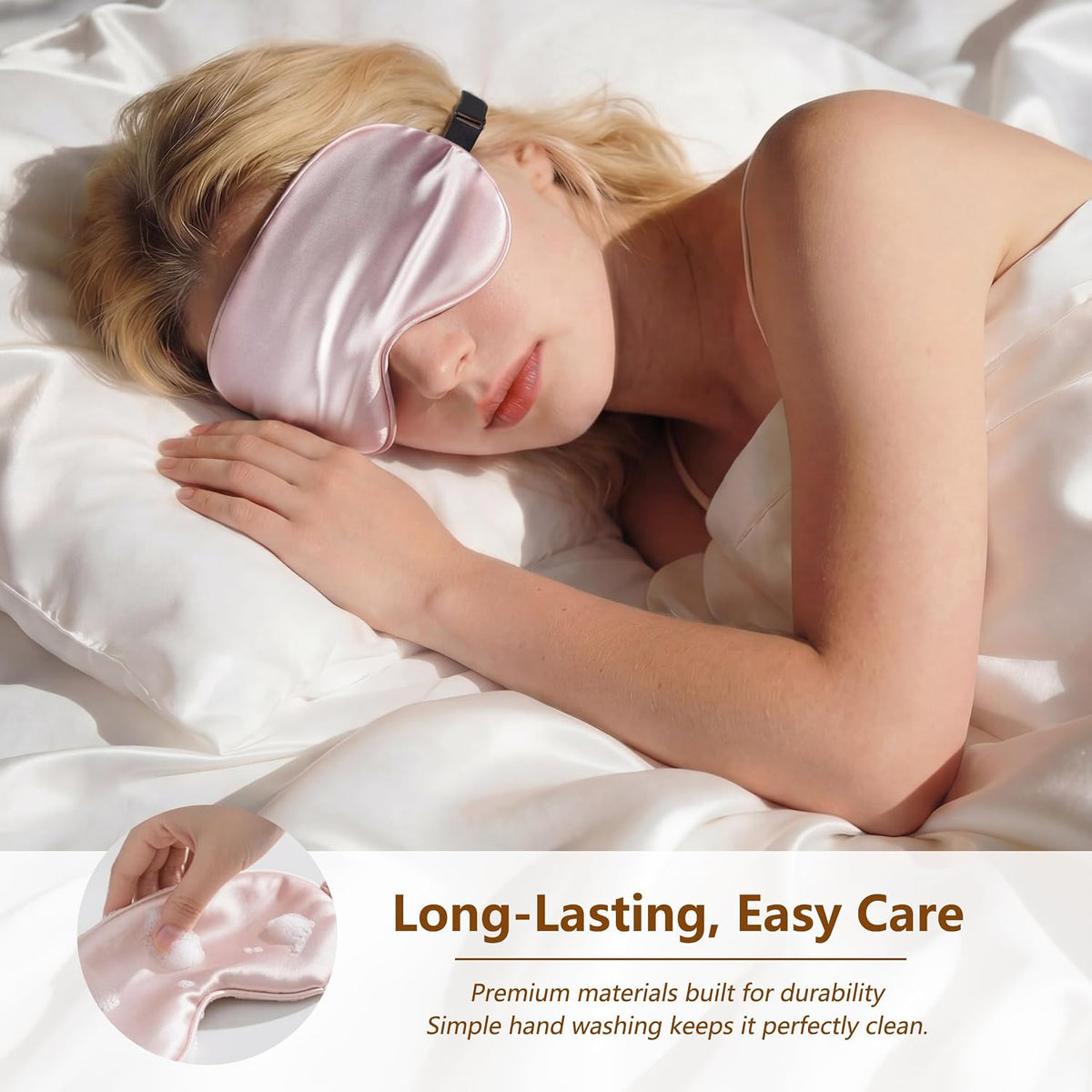 Sleep Mask Silk Eye Mask for Men Sleeping Mask, Adjustable Elastic Strap for Night Shading Sleep Mask, Soft and Comfortable for Both Men and Women(Pink)