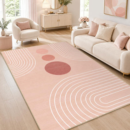 Area Rug 5x7 Boho Modern Geometric Pink Abstract Rug Living Room Washable