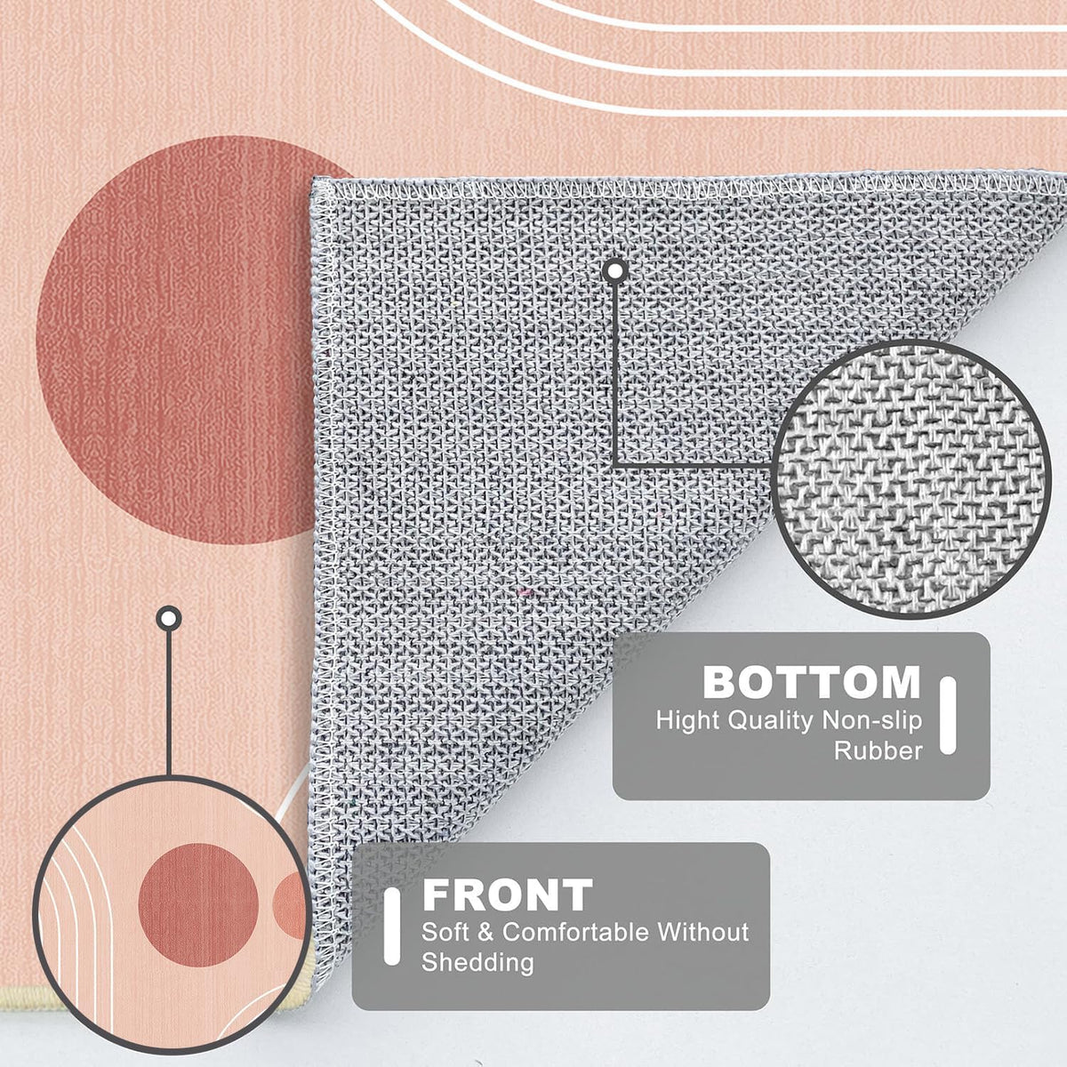 Area Rug 5x7 Boho Modern Geometric Pink Abstract Rug Living Room Washable