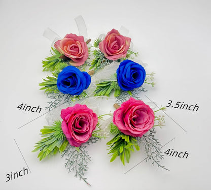 Deep Pink Rose Flower Corsage and Boutonniere Set 2
