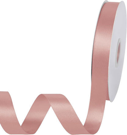 Double Face Peach Pink Satin Ribbon 7/8 inch X 100 Yards Fabric Ribbons for Gift Wrapping Bows Bouquet Sewing Craft Home Decor Hair Floral