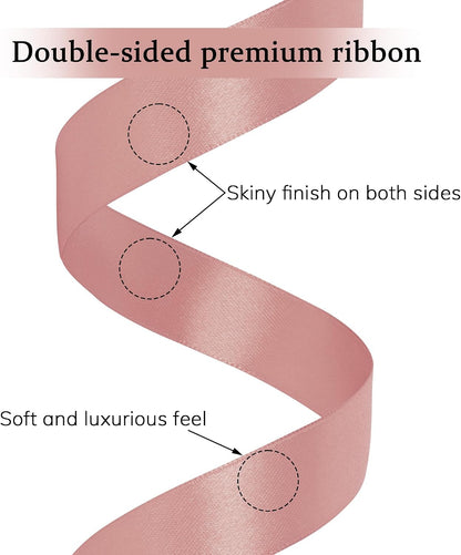 Double Face Peach Pink Satin Ribbon 7/8 inch X 100 Yards Fabric Ribbons for Gift Wrapping Bows Bouquet Sewing Craft Home Decor Hair Floral