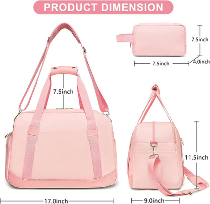 Sports Gym Bag for Women, Travel Duffle Bag with Shoe Compartment & Wet Pocket, Fitness Yoga Bag