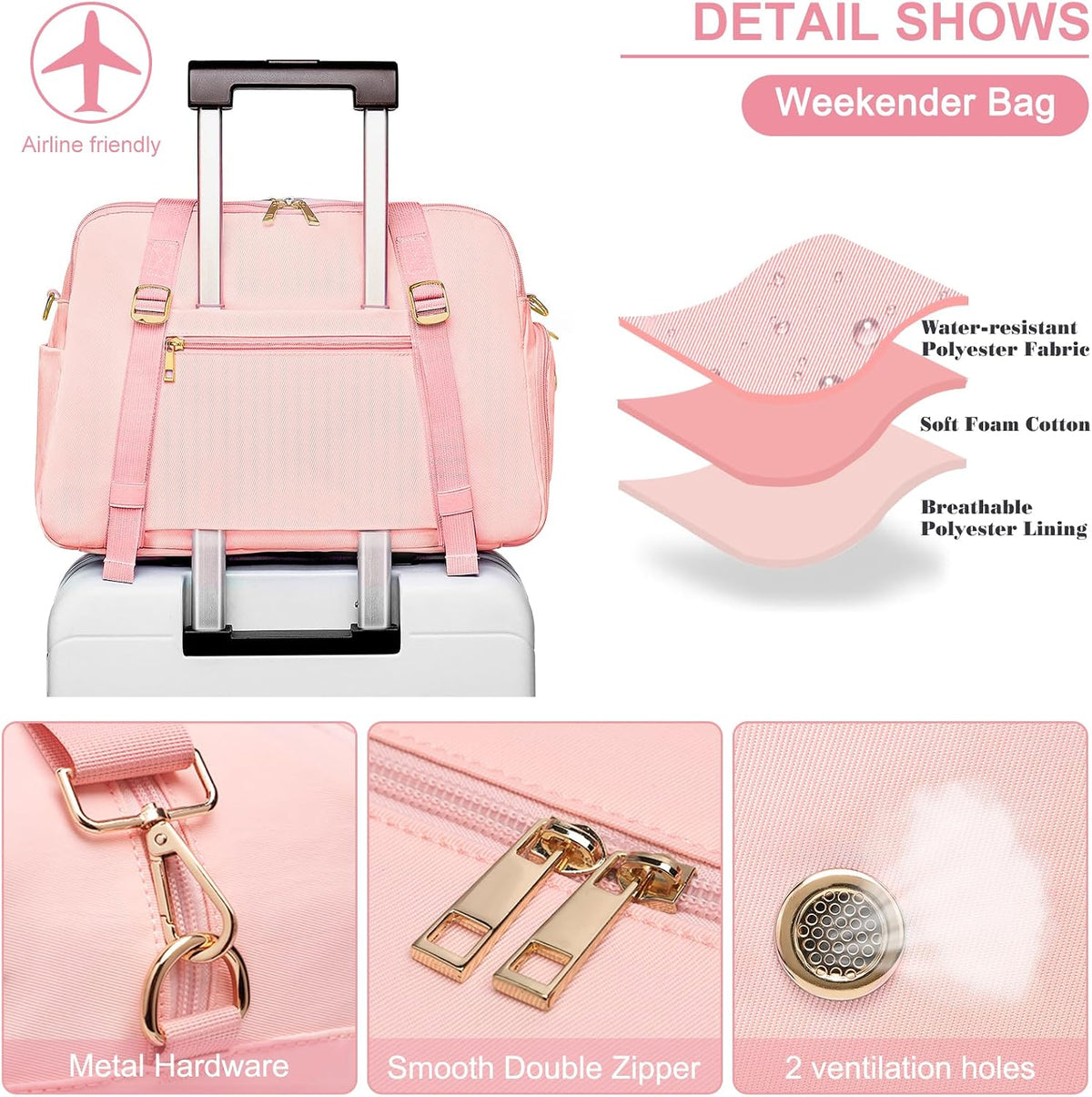 Sports Gym Bag for Women, Travel Duffle Bag with Shoe Compartment & Wet Pocket, Fitness Yoga Bag