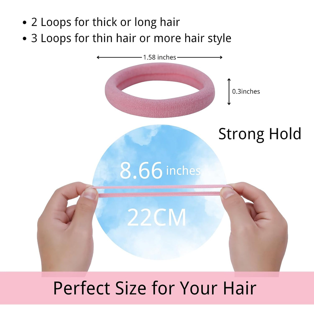 120 Pcs Pink Hair Ties for Women, No Damage Soft Seamless Nylon Hair Elastics for Thick Hair, Ponytail Holders, 3 Gradient Pink Hair Accessories