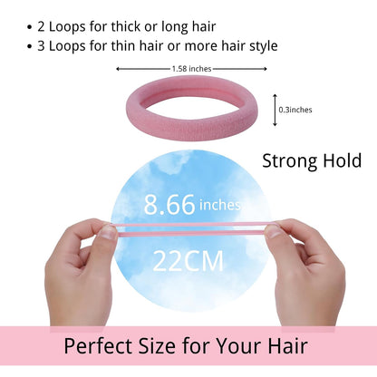120 Pcs Pink Hair Ties for Women, No Damage Soft Seamless Nylon Hair Elastics for Thick Hair, Ponytail Holders, 3 Gradient Pink Hair Accessories