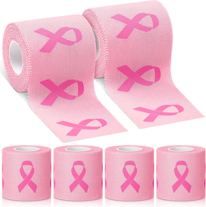 4 Pcs Pink Ribbon Athletic Tape Breast Cancer Awareness 2in X 23ft