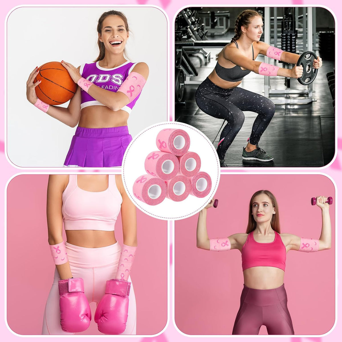 4 Pcs Pink Ribbon Athletic Tape Breast Cancer Awareness 2in X 23ft