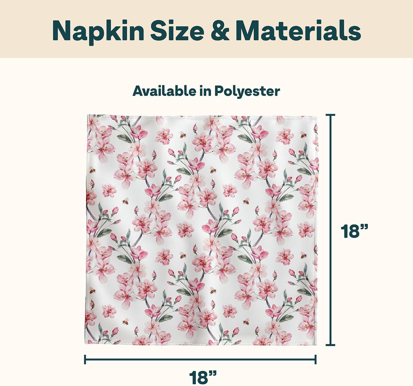 Floral Napkins | Made in USA | 18" x 18" Cloth Table Napkins | Absorbent, Washable, Reusable, Stain & Wrinkle Resistant | Spring Table Decor | Dining Linens | Pink Blossom - 4pack