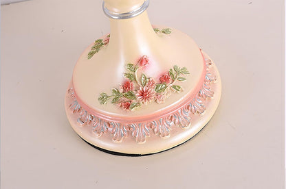 Victorian Pink Table Lamp - Lace Fabric Shade & Beaded Accent, Elegant Bedside Nightstand Light for Bedroom, Living Room, Girls' Room Decor