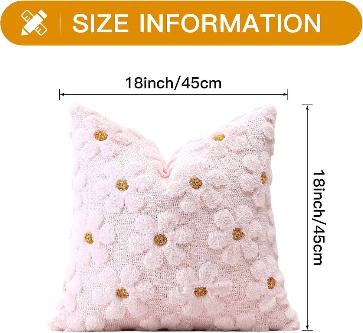 Flowers Throw Pillow Cover Set of 1 Spring Summer Cushion Cover for Sofa 18x18 Inch Square Soft Plush Short Wool Velvet Pillowcase Seasonal Holiday Decor Pink