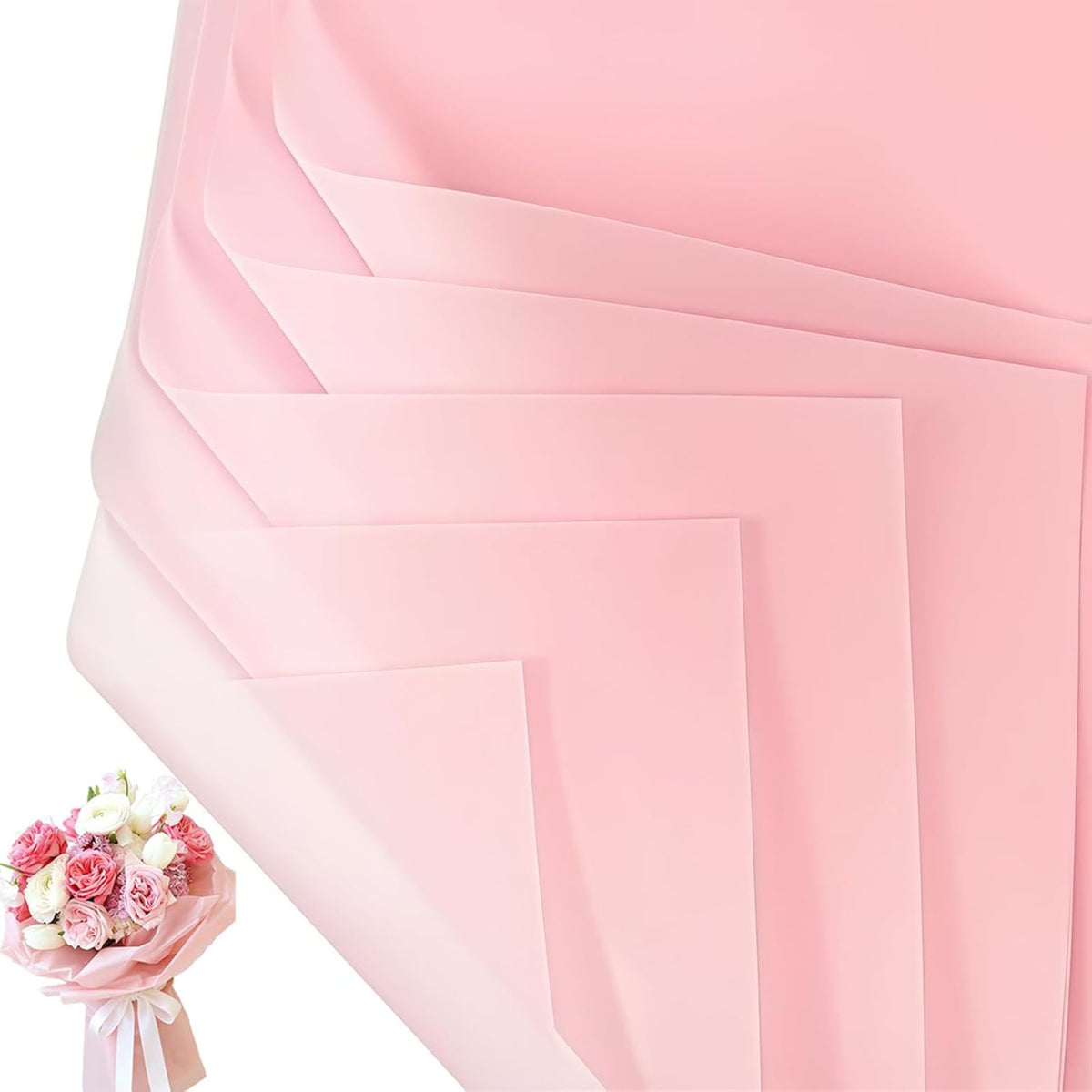 20 Sheets Pink Flower Wrapping Paper