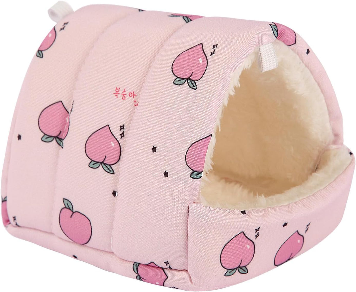 Guinea Pig Bed Hideout, Soft Hamster Bed with Cute Design, Small Animal Bed Accessories for Dwarf Guinea Pigs, Hamsters, Hedgehogs, Mice, Pink