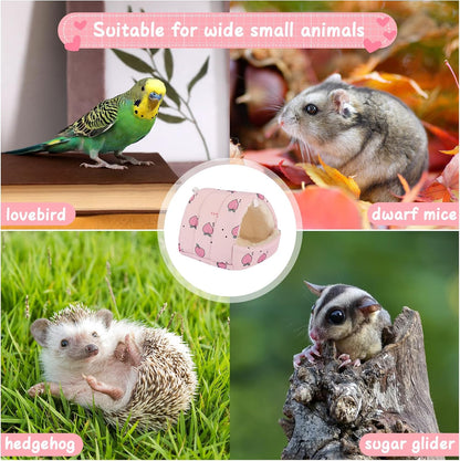 Guinea Pig Bed Hideout, Soft Hamster Bed with Cute Design, Small Animal Bed Accessories for Dwarf Guinea Pigs, Hamsters, Hedgehogs, Mice, Pink
