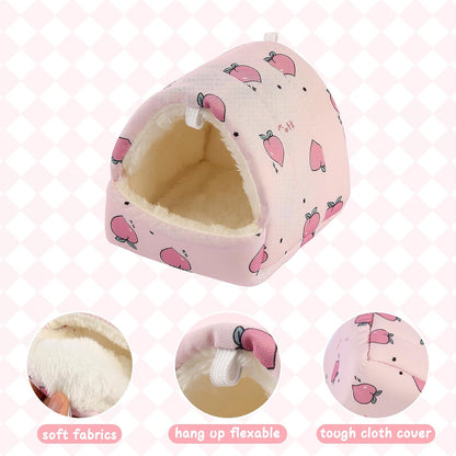 Guinea Pig Bed Hideout, Soft Hamster Bed with Cute Design, Small Animal Bed Accessories for Dwarf Guinea Pigs, Hamsters, Hedgehogs, Mice, Pink