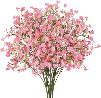 6Pcs Babys Breath Artificial Flowers,Real Touch Fake Cherry Blossom Pink Flowers Faux Flowers Bouquets for Vase Home Office Wedding Spring Indoor Outdoor Centerpiece Table Decorations
