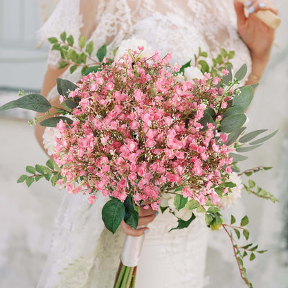 6Pcs Babys Breath Artificial Flowers,Real Touch Fake Cherry Blossom Pink Flowers Faux Flowers Bouquets for Vase Home Office Wedding Spring Indoor Outdoor Centerpiece Table Decorations