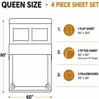 Silky Satin Sheet Set Queen Size 4 Piece Smooth Decorative Pink