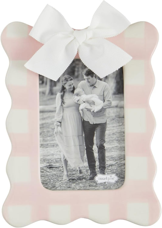 Vertical Pink Bow Frame; 7" x 9"