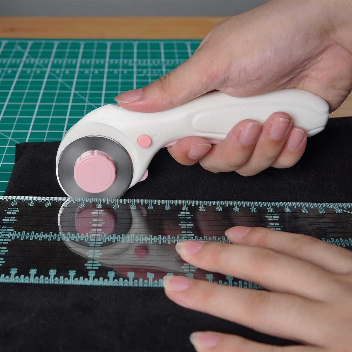 MAUFORE Pink Professional Sewing Scissors and Rotary Cutter with Blades Set