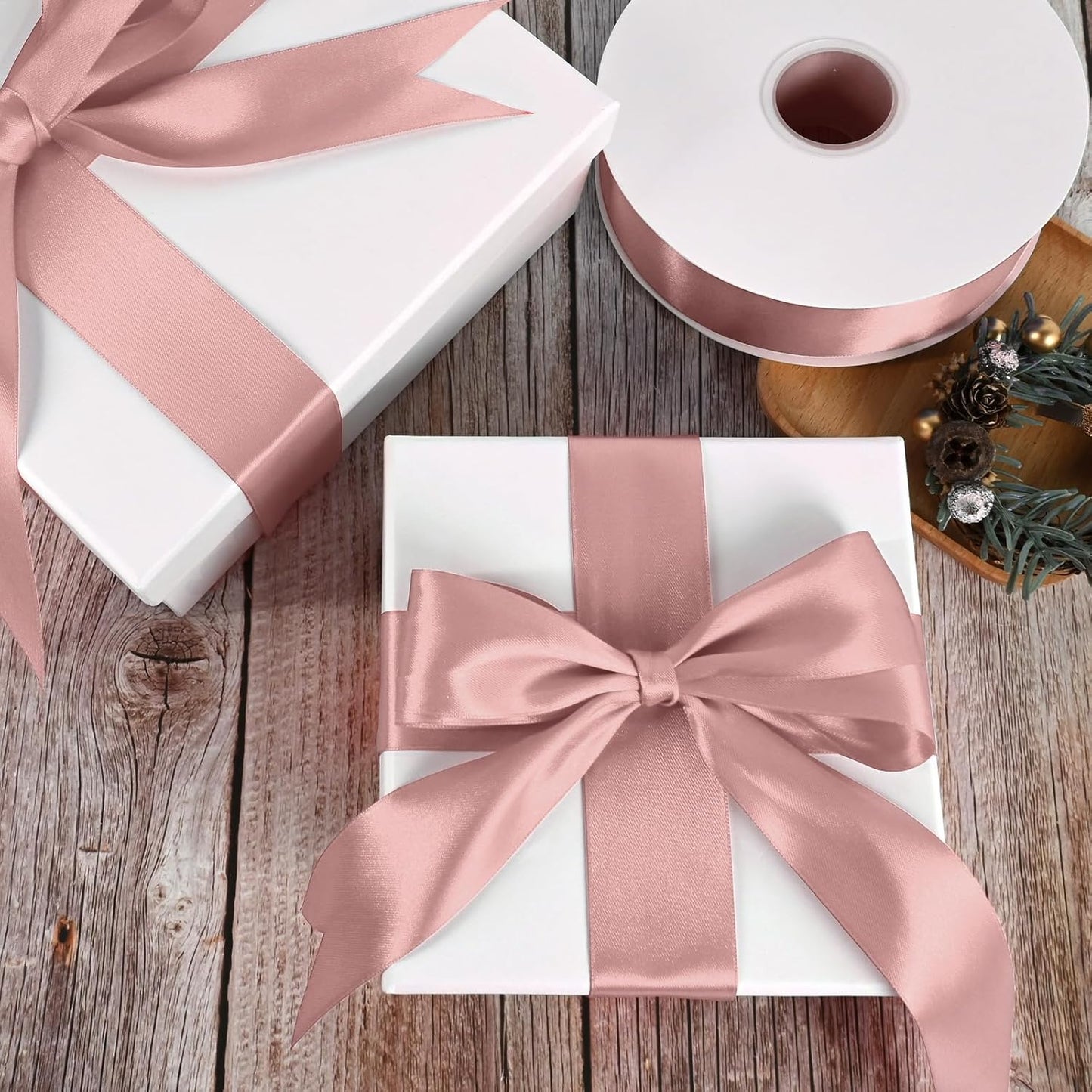 1-1/2 inch Wide 100 Yards Double Face Peach Satin Ribbon Fabric Ribbon for Gift Wrapping Very Suitable for Weddings Decoration Bouquet Balloons Arts Craft Sewing Hair Bow Invitation