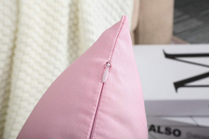 Handmade Decorative Solid 100% Cotton Canvas Throw Pillow Covers/Cushion Covers, 45 Colors Available - (20" x20" , Salmon Pink, 2 Count (Pack of 1))