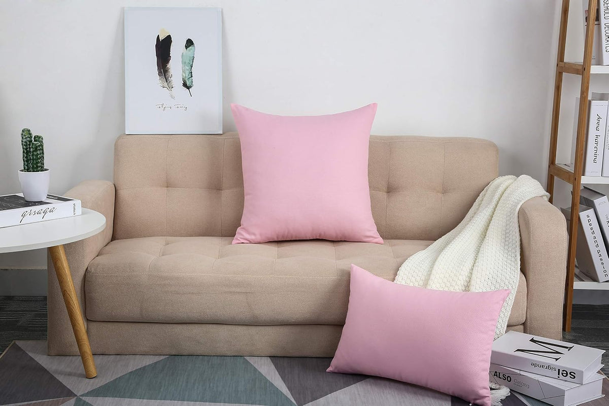Handmade Decorative Solid 100% Cotton Canvas Throw Pillow Covers/Cushion Covers, 45 Colors Available - (20" x20" , Salmon Pink, 2 Count (Pack of 1))