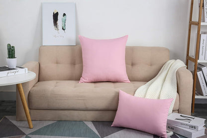 Handmade Decorative Solid 100% Cotton Canvas Throw Pillow Covers/Cushion Covers, 45 Colors Available - (20" x20" , Salmon Pink, 2 Count (Pack of 1))
