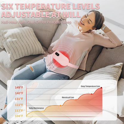 Portable Cordless Heating Pad for Cramps, 6 Heat Levels and 6 Massage Modes, 5000mAh, Auto Shut-Off, NTC Temp Control, Belly and Back Heating Pad, Gifts for Women and Girls (Pink)
