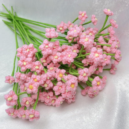 3Pcs Handmade Crochet Baby's Breath Bouquet, Bendable Stem Gypsophila, Forever Yarn Flower for Graduation Mother's Day Birthday Gift, Boho Farmhouse Desk Bedroom Home Decor(Pink)