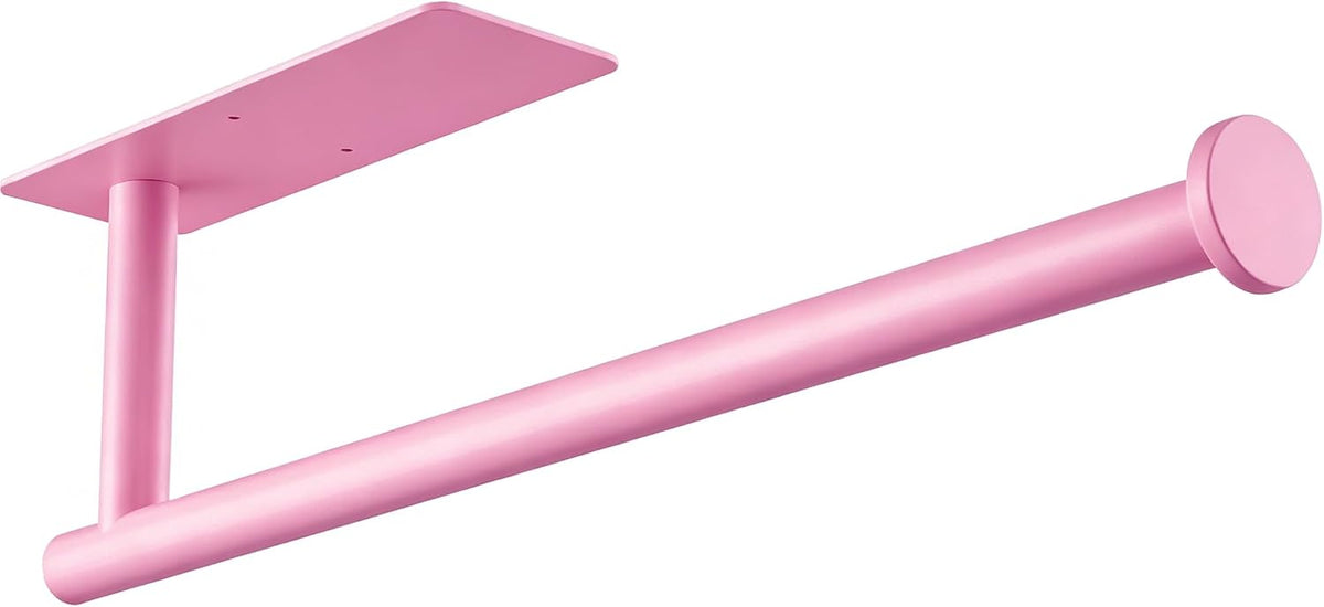 Pink Paper Towel Holder, Self Adhesive Paper Towels Roll Holders Under Cabinet, Stainless Steel Wall Mount Towel Paper Holder for Kitchen, Bathroom