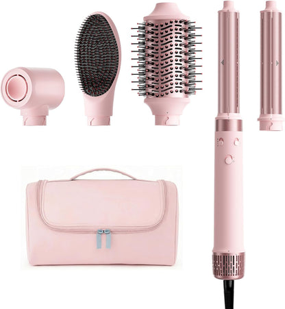5-in-1 Dual Voltage Hair Dryer Brush for Travel with Storage Bag