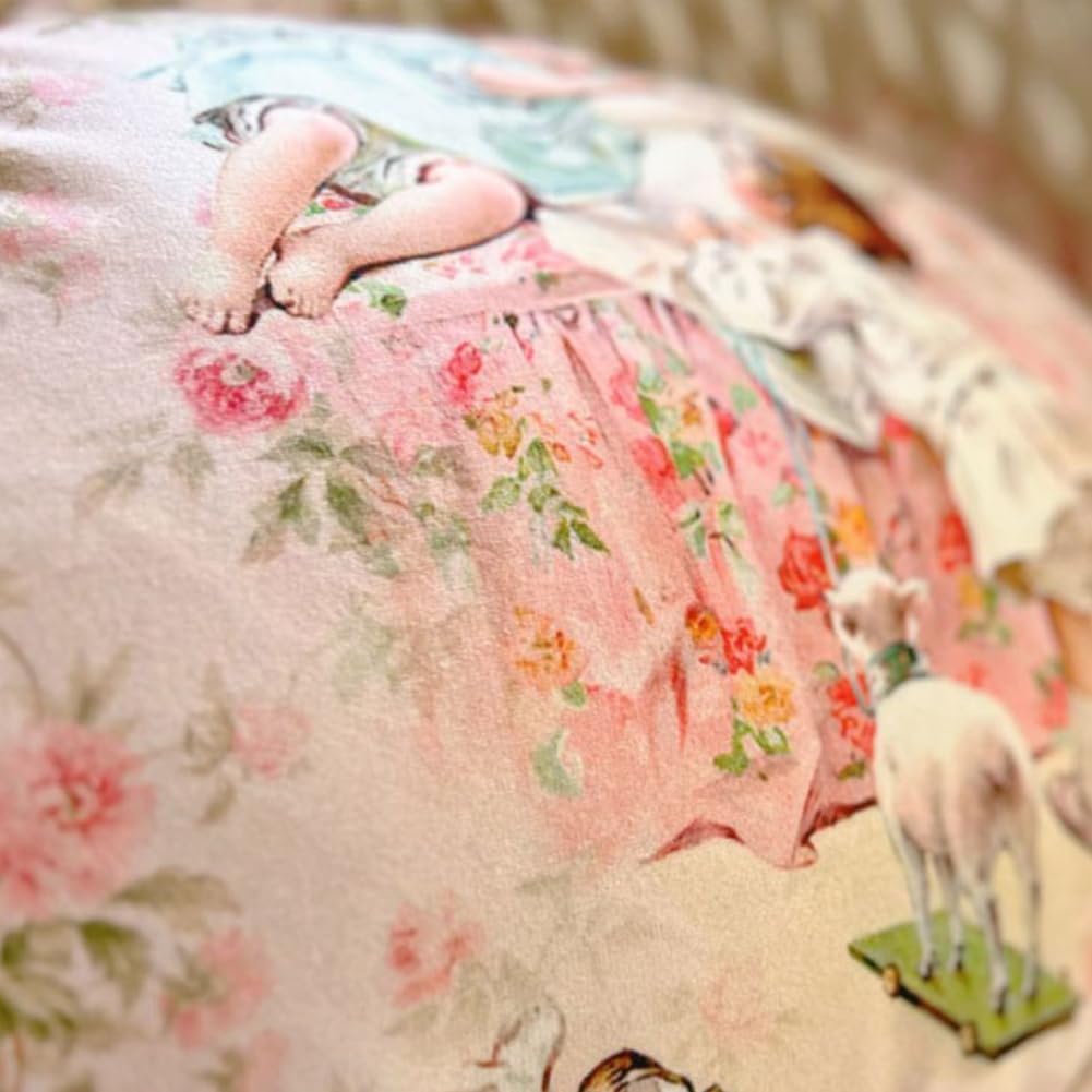 Washable Floral Lace Ruffle Design Throw Pillow(Insert Included),Handmade Victorian Sofa Pillows for Living Room,Two Cute Children Decoration Pink Pillow Oval Pillow 17.7" x 11.8" (Pink)