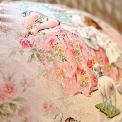 Washable Floral Lace Ruffle Design Throw Pillow(Insert Included),Handmade Victorian Sofa Pillows for Living Room,Two Cute Children Decoration Pink Pillow Oval Pillow 17.7" x 11.8" (Pink)