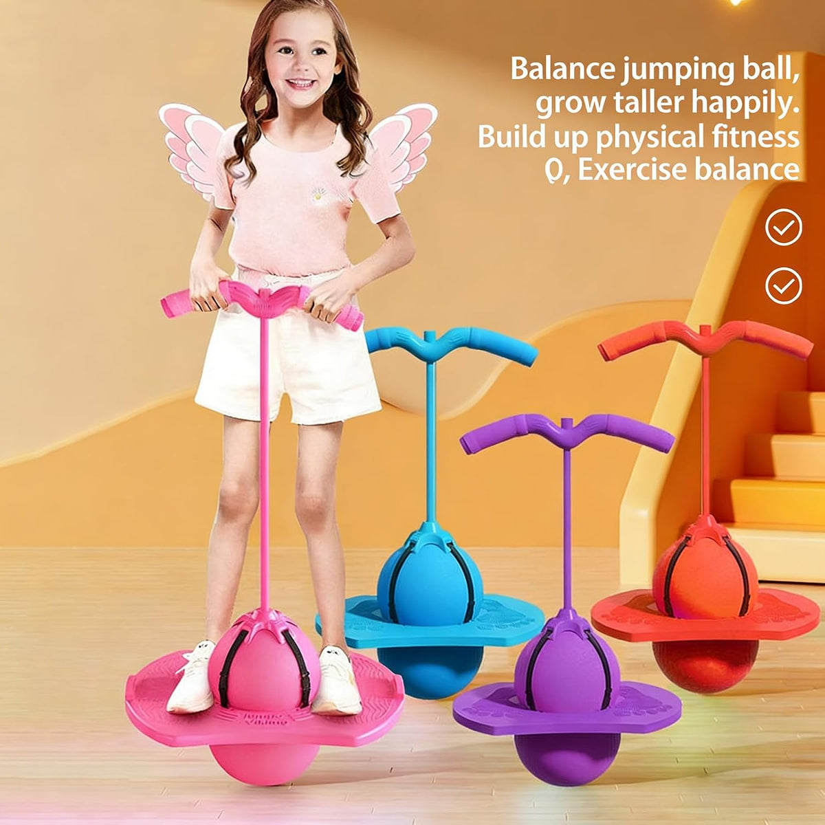 Balance Jumping Ball with Handle and Ball Pump,2026 Upgraded Jumping Balance Ball,Bouncing Balls for Indoor & Outdoor Fun, Perfect for Balance, Coordination and Fitness