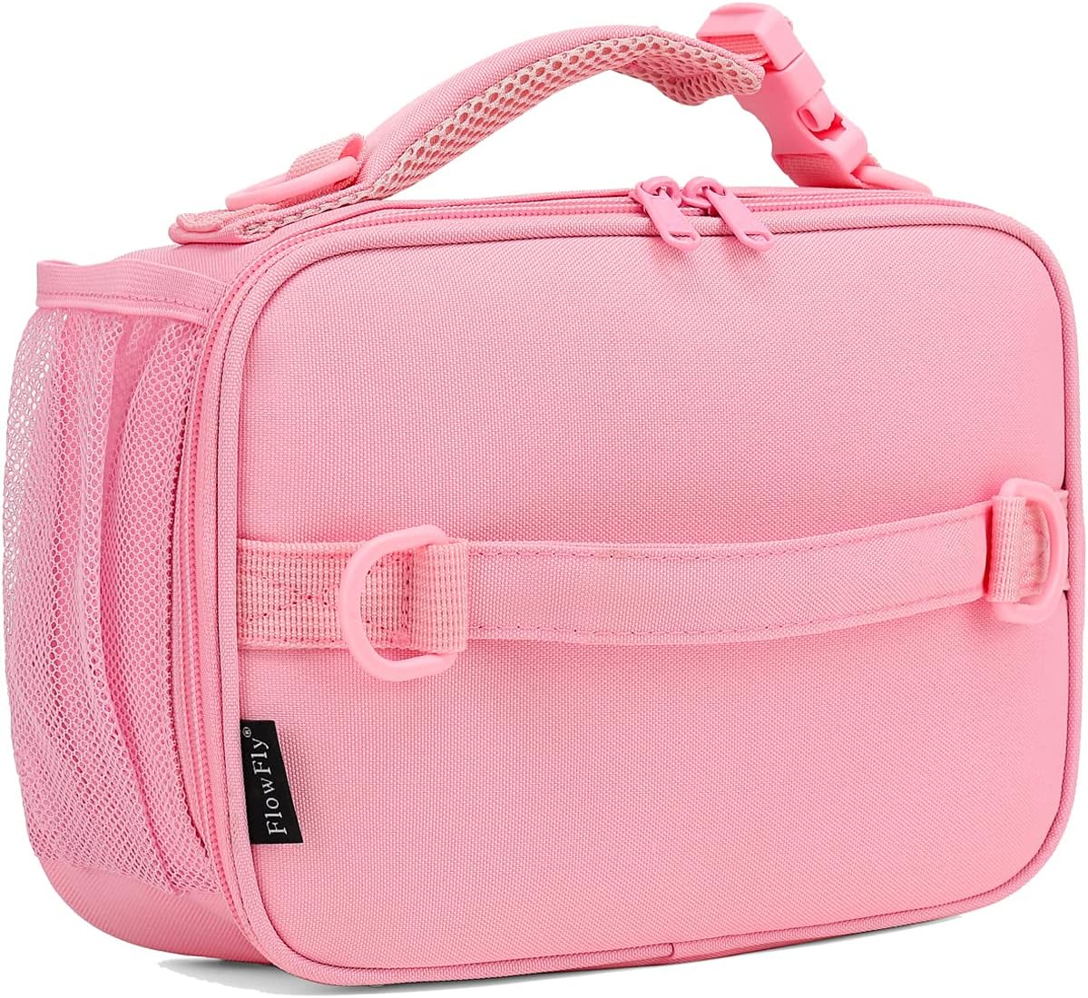 Kids Lunch Bag, Durable Insulated School Lunch Box with Shoulder Strap and Bottle Holder, Water-resistant Thermal Small Lunch Cooler Tote for Teen Boys & Girls,Pink